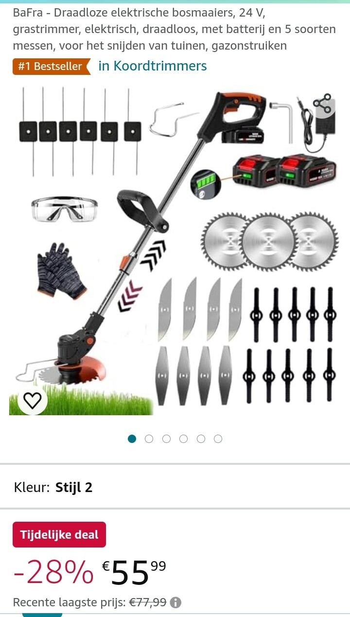 Draadloze elektrische bosmaaier -28%